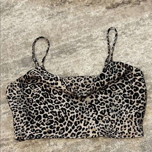 windsor leopard print cropped cowl top - Picture 1 of 6